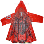 Red plastic rain mac for child-plastic hooded rain mac for kids